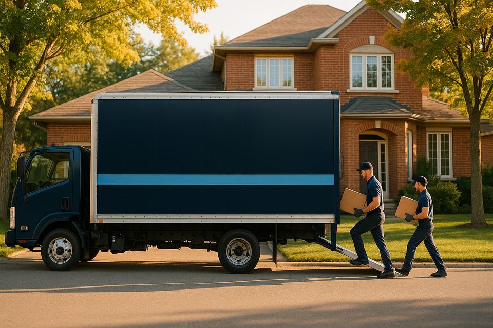 Moving Day Moving truck being loaded outside a Richmond Hill area home